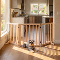 Load image into Gallery viewer, Wooden Dog Gate, 3-Panel Freestanding Pet Gates Indoor with 2 Support Feet and 360° Flexible Hinges, Foldable Dog Barrier for Stairs, Doorways, Bedrooms, 61H cm, Natural