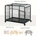 Load image into Gallery viewer, Metal Dog Cage Kennel Locking Door & Wheels Removable Tray Openable Top For Medium Pets 94 x 58 x 69.5 cm