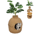 Load image into Gallery viewer, Hidden Cat Litter Box Plant Furniture Enclosure with Faux Plant & Stainless Steel Tray, Decorative Rattan Planter Cat Bed, Odor Control Filter & Real Stones, for Bedroom, Living Room, Corner