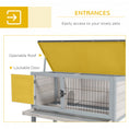 Load image into Gallery viewer, PawHut Elevated Wooden Rabbit Hutch, Indoor/Outdoor Bunny Cage with Hinged Asphalt Roof and Removable Tray for Guinea Pig, Gray