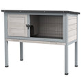 Charger l'image dans la visionneuse de la galerie, Wooden Rabbit Hutch Bunny Small Animal House with Openable Asphalt Roof, Slide-out Tray, Indoor/Outdoor, Light Grey