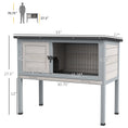 Load image into Gallery viewer, PawHut Elevated Wooden Rabbit Hutch, Indoor/Outdoor Bunny Cage with Hinged Asphalt Roof and Removable Tray for Guinea Pig, Gray