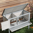 Load image into Gallery viewer, PawHut Elevated Wooden Rabbit Hutch, Indoor/Outdoor Bunny Cage with Hinged Asphalt Roof and Removable Tray for Guinea Pig, Gray