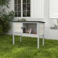 Charger l'image dans la visionneuse de la galerie, Wooden Rabbit Hutch Bunny Small Animal House with Openable Asphalt Roof, Slide-out Tray, Indoor/Outdoor, Light Grey