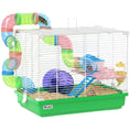 Charger l'image dans la visionneuse de la galerie, 18"L Hamster Cage, Small Animal House, 2-Level Rat Gerbil Haven with Tunnel Tube System, Exercise Wheel, Water Bottle, Food Dish, Ramp, Green