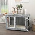 Load image into Gallery viewer, Dog Crate Furniture, Indoor Dog Kennel Side End Table with Cushion, Double Doors, for Medium and Large Breeds, 90 x 58 x 65 cm, Grey