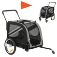 Load image into Gallery viewer, Dog Bike Trailer, 2 in 1 Foldable Pet Stroller Security Harness, Reflectors, Quick Release Wheels, Flag, for Medium Dogs, Grey
