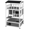 Load image into Gallery viewer, PawHut Wooden Outdoor Cat House, Feral Cat Shelter Kitten Condo with Asphalt Roof, Escape Doors, Condo, Jumping Platform, Light Gray