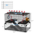 Load image into Gallery viewer, PawHut 31" Extra Large Hamster Cage with Tube Tunnel, Small Animal Cage for Dwarf Hamster, Rat, Gerbil Cage with Deep Glass Bottom, Water Bottle, Food Dish, Exercise Wheel, Ramps