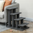 Load image into Gallery viewer, 4-Step Multi-Level Carpeted Cat Scratching Post Pet Stairs, Dark Grey