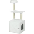 Load image into Gallery viewer, Cat Tree with Litter Box Enclosure, Hidden Cat Tower with Sisal Covered Scratching Posts, Large Platform, Bed, Modern Furniture for Indoor Kittens, White