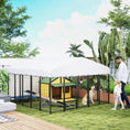 Load image into Gallery viewer, 9.8' x 9.8' x 6' Outdoor Dog Kennel, Welded Wire Dog Kennel Outside Run with 360° Rotating Bowls, Waterproof & UV Resistant Cover, for S&M&L Breeds, Chickens, Ducks, Sliver