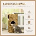 Load image into Gallery viewer, PawHut Elevated Cat Bed with Three Hideaways & Four Soft Plush Cushions, Cat Tower with Hand-Woven Materials, Multi-Layer Raised Kitten Bed Caves
