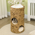 Load image into Gallery viewer, PawHut Elevated Cat Bed with Three Hideaways & Four Soft Plush Cushions, Cat Tower with Hand-Woven Materials, Multi-Layer Raised Kitten Bed Caves