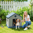 Load image into Gallery viewer, Dog Kennel Outdoor for Medium Dogs, Waterproof Plastic Dog House for Garden, Patio, Indoor Outdoor Pet Shelter with Elevated Base, 85 x 79 x 82 cm, Grey