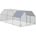 Load image into Gallery viewer, Chicken Run, Galvanized Large Metal Chicken Coop Cage, Walk-in Enclosure Poultry Hen Run House Playpen Rabbit Hutch with Flat Roof, Cover, for Outdoor Backyard, 9.2' x 18.7' x 6.5', Silver
