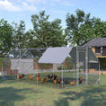 Load image into Gallery viewer, Chicken Run, Galvanized Large Metal Chicken Coop Cage, Walk-in Enclosure Poultry Hen Run House Playpen Rabbit Hutch with Flat Roof, Cover, for Outdoor Backyard, 9.2' x 18.7' x 6.5', Silver