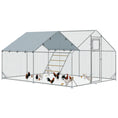 Load image into Gallery viewer, Walk-in Chicken Run, Galvanised Chicken Coop with Water-Resistant and UV-Resistant Cover, Feeding Door, Hanging Feeder, Perch, Hen Poultry House, for 12-18 Chickens, Ducks, Rabbits, Geese