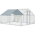 Load image into Gallery viewer, Walk-in Chicken Run, Galvanised Chicken Coop with Water-Resistant and UV-Resistant Cover, Feeding Door, Hanging Feeder, Perch, Hen Poultry House, for 12-18 Chickens, Ducks, Rabbits, Geese