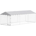 Load image into Gallery viewer, Outdoor Dog Kennel, Heavy Duty Dog Run Outdoor Fence with Waterproof Cover, Galvanized Chain Link, Secure Lock, for Large Breeds, Chickens, Ducks, 20' x 7.5' x 6.5'