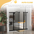 Load image into Gallery viewer, Pressure Fit Dog Stair Gate No Drilling Safety Gate Auto Close for Doorways, Hallways, 74-100cm Adjustable, 78cm Tall, Black