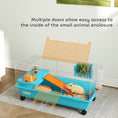Load image into Gallery viewer, 35"L Small Animal Cage, Rolling Bunny Cage, Guinea Pig Cage with Wheels, Food Dish, Water Bottle, Hay Feeder, Platform, Ramp for Chinchilla, Blue