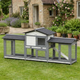 Load image into Gallery viewer, Large Rabbit Hutch, 2-Tier Wooden Guinea Pig Hutch with Double Side Run Boxes, Outdoor Bunny Cage Hide House with Waterproof Roof, Sliding Tray, Ramp, 230 x 53 x 93.5cm, Light Grey