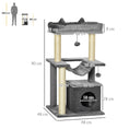 Load image into Gallery viewer, Cat Tree, 90cm Cat Tower with Sisal Scratching Posts, Cat Condo, Hammock, Top Perch and 2 Hanging Toys for Indoor Cats, Grey