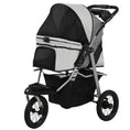Load image into Gallery viewer, Dog Stroller for Small Dogs, 3 Wheel Foldable Pet Stroller with 12" Rubber Wheels, Mesh Window, One-Foot Brake, Storage Basket and Cup Holder, Up to 22 LBS, Light Gray