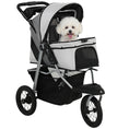 Load image into Gallery viewer, Dog Stroller for Small Dogs, 3 Wheel Foldable Pet Stroller with 12" Rubber Wheels, Mesh Window, One-Foot Brake, Storage Basket and Cup Holder, Up to 22 LBS, Light Gray