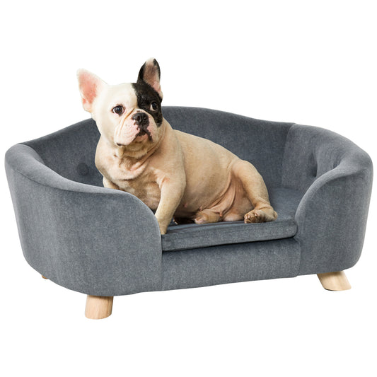 PawHut Dog Sofa, Pet Bed for Mini Dogs, Cat Dog Couch with Washable and Removable Cushion, Waterproof Cover, Gray