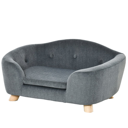 PawHut Dog Sofa, Pet Bed for Mini Dogs, Cat Dog Couch with Washable and Removable Cushion, Waterproof Cover, Gray
