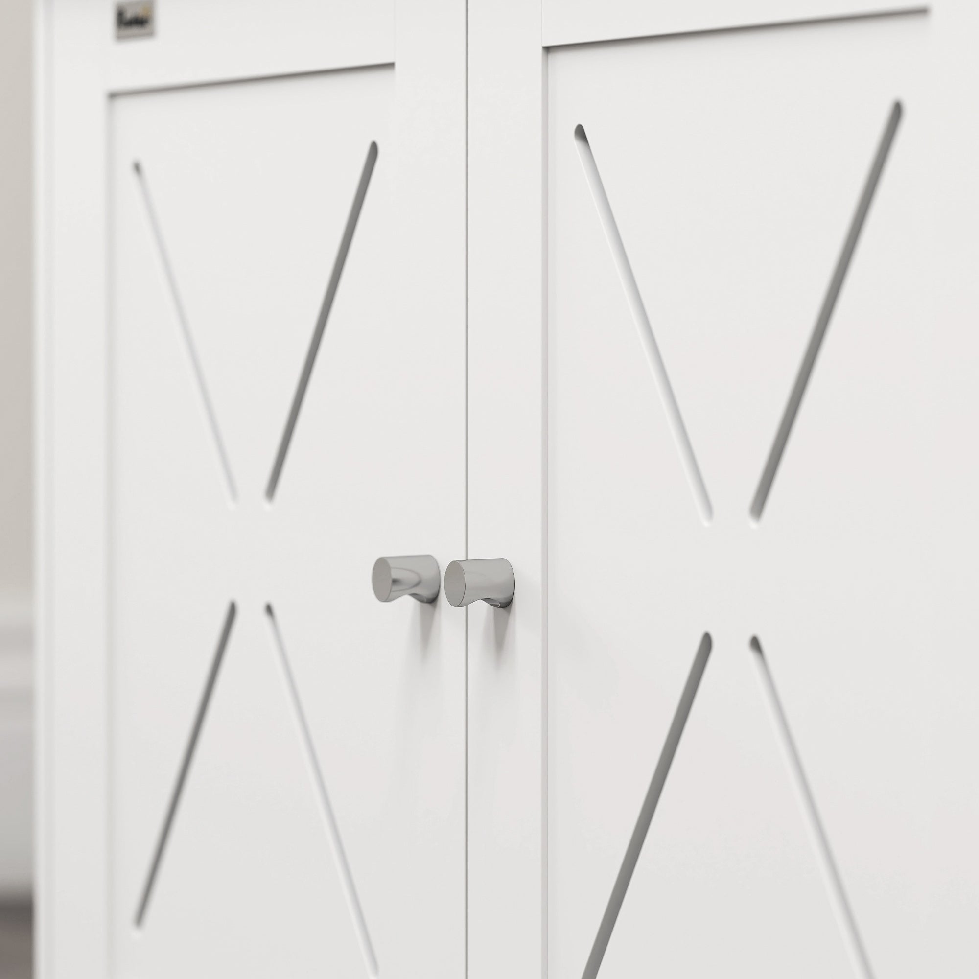 Cat Litter Box Enclosure, Hidden Cat Litter Box Furniture with Double Doors, Hole, Pet House Side End Table, 31.5" x 19" x 20", White