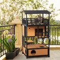 Load image into Gallery viewer, Outdoor Cat House, 4-Floor Wood Cat House for Feral Cats with Balcony, Condo, Fun Entrances, Perch, Natural