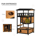 Load image into Gallery viewer, PawHut Wooden Outdoor Cat House, Feral Cat Shelter Kitten Condo with Asphalt Roof, Escape Doors, Condo, Jumping Platform, Yellow