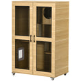 Load image into Gallery viewer, PawHut Luxury Cat House with Wheels, Kitty Cage Catio Villa for Indoor Cats with Scratching Posts, Condo, Flap Door, Cushion, Oak, 31.5" x 20" x 48.5"