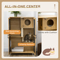 Load image into Gallery viewer, PawHut Luxury Cat House with Wheels, Kitty Cage Catio Villa for Indoor Cats with Scratching Posts, Condo, Flap Door, Cushion, Oak, 31.5" x 20" x 48.5"