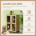 Load image into Gallery viewer, PawHut Luxury Cat House with Wheels, Kitty Cage Catio Villa for Indoor Cats with Scratching Posts, Condo, Flap Door, Cushion, Oak, 31.5" x 20" x 48.5"