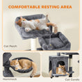 Charger l'image dans la visionneuse de la galerie, Cat Tree, 70" Multi-Level Cat Tower for Indoor with 2 Condos, 2 Plush Top Perches, Hammock, Platforms, Toy Balls, Sisal Scratching Posts and Board, Dark Grey