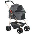 Load image into Gallery viewer, PawHut 3 in 1 Pet Stroller with Detachable Carrier, 4 Wheels Dog Stroller with Storage Basket, Cupholder, Washable Pads, Folding Lightweight Cat Stroller for Mini Dogs and Cats, Gray