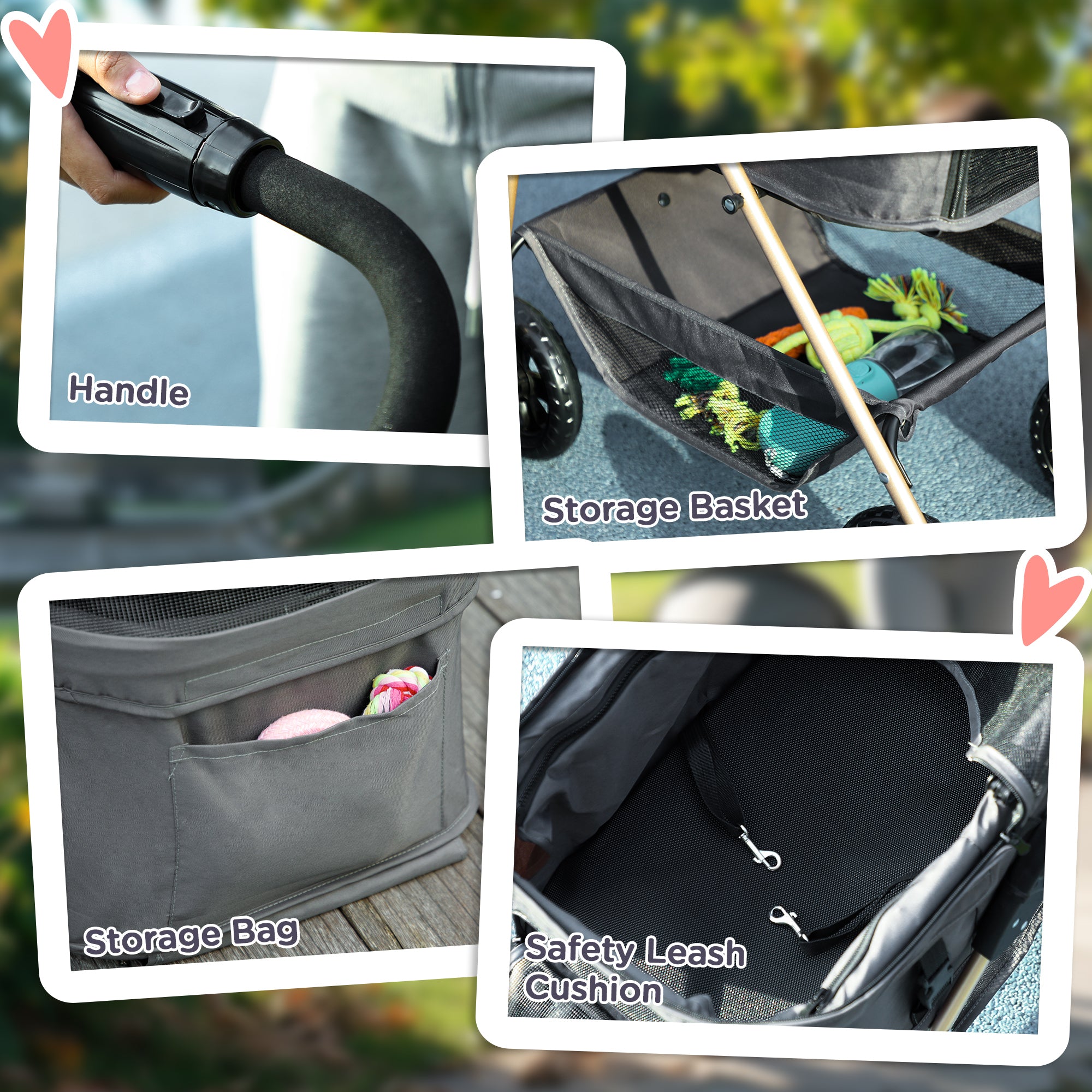 PawHut 3 in 1 Pet Stroller with Detachable Carrier, 4 Wheels Dog Stroller with Storage Basket, Cupholder, Washable Pads, Folding Lightweight Cat Stroller for Mini Dogs and Cats, Gray