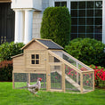 Load image into Gallery viewer, PawHut 69" Wooden Chicken Coop, Poultry Cage Hen House with Connecting Ramp, Removable Tray, Ventilated Window and Nesting Box, Natural