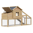 Load image into Gallery viewer, PawHut 69" Wooden Chicken Coop, Poultry Cage Hen House with Connecting Ramp, Removable Tray, Ventilated Window and Nesting Box, Natural