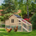 Load image into Gallery viewer, PawHut 69" Wooden Chicken Coop, Poultry Cage Hen House with Connecting Ramp, Removable Tray, Ventilated Window and Nesting Box, Natural