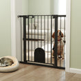 Load image into Gallery viewer, 30"-41" Extra Wide Pet Gate with Small Door, 35"H Dog Gate with Safety Gate Barrier, Stair Pressure Fit, Auto Close, Double Locking, for Doorways, Hallways, Black