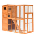 Gallery viewerに画像を読み込む, Large Catio Outdoor Cat Enclosure Weatherproof Cat House with Cat Condo, Indoor Wooden Cat Cage Pet Kennel, 77"L x 38"W x 69"H