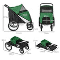 Load image into Gallery viewer, Large Dog Stroller Dog Pram Foldable Pet Pushchair with Safety Leashes for Medium, Large Dogs - Green