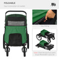 Load image into Gallery viewer, Large Dog Stroller Dog Pram Foldable Pet Pushchair with Safety Leashes for Medium, Large Dogs - Green
