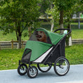 Load image into Gallery viewer, Large Dog Stroller Dog Pram Foldable Pet Pushchair with Safety Leashes for Medium, Large Dogs - Green