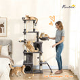 Load image into Gallery viewer, Cat Tree, 67" Large Cat Tower for Indoor Kittens Multi-Level with 7 Scratching Posts, Tunnel, 2 Plush Condos, Hammock, Perch, Ramp, Pompoms, Dark Grey